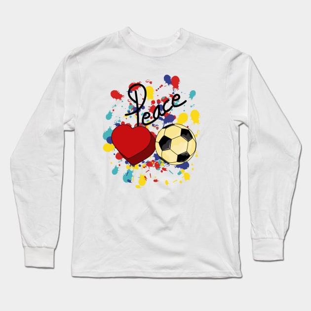 Peace Love Soccer Long Sleeve T-Shirt by Designoholic